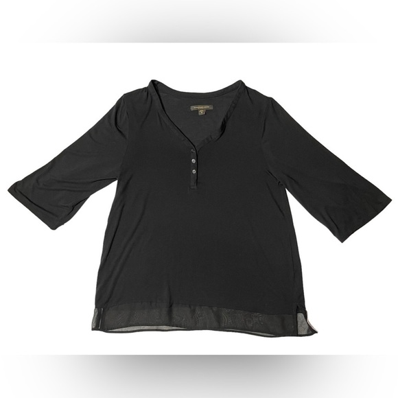 Donna Karan Classic Lounge Tee In Black Relaxed Style 3/4 Sleeves Size Small - Picture 1 of 16